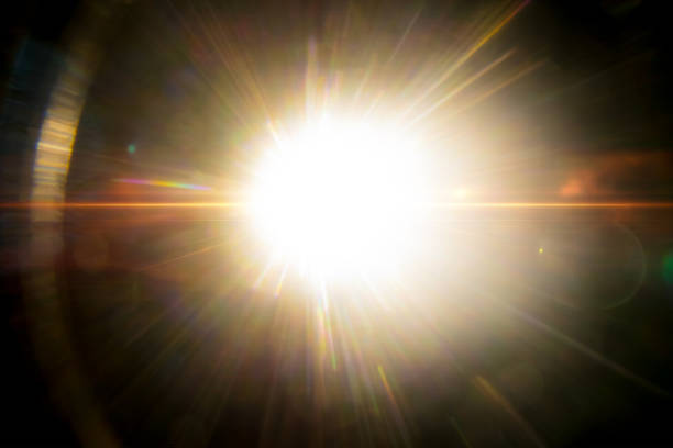 Abstract Natural Sun flare on the black.