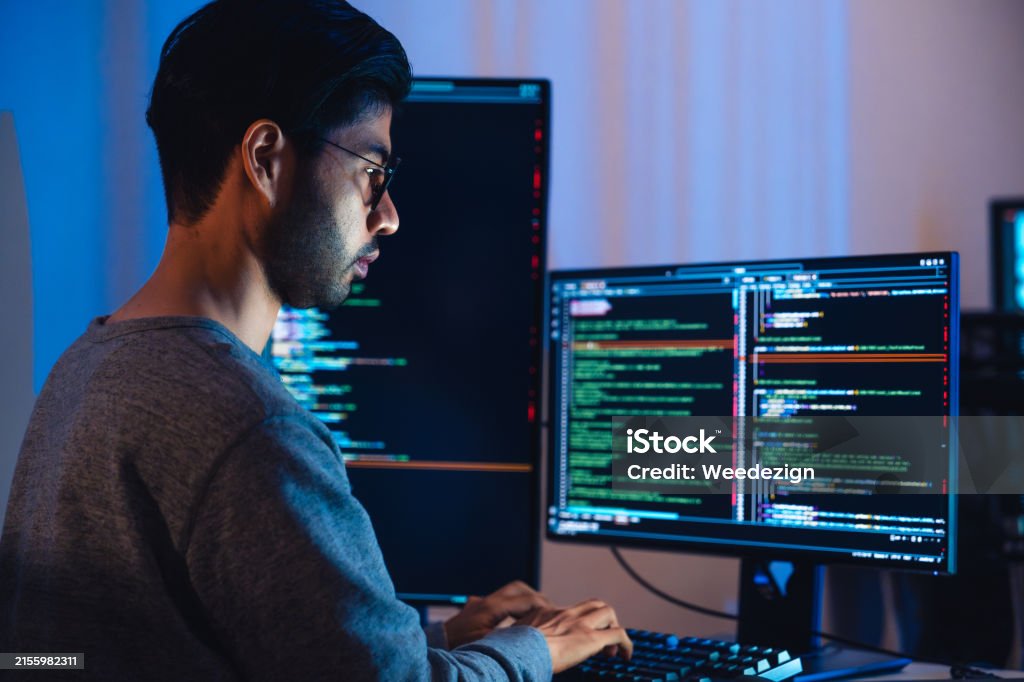 Indian Software Development Working On Coding Computer Screen And ...