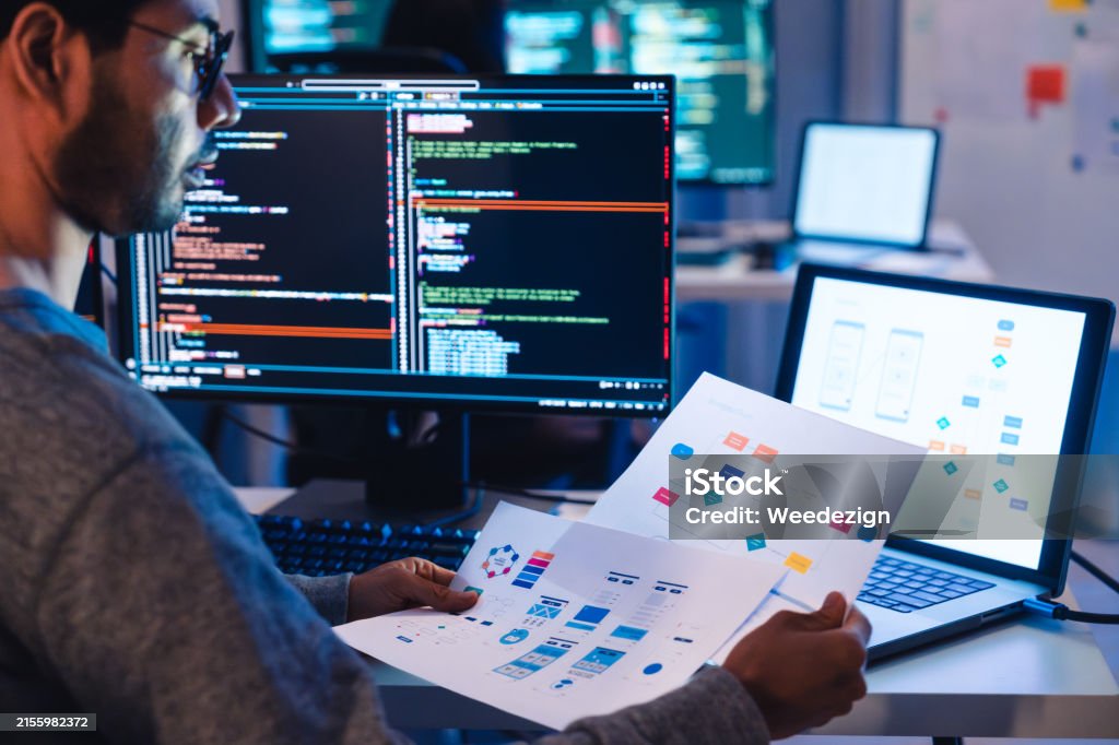 Development Computer Coding Indian Software Development Working On Coding Computer Screen And ...