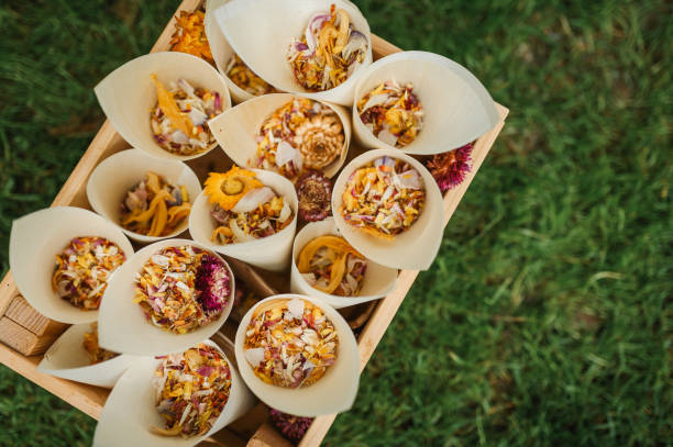 Natural confetti made from flower petals.