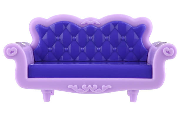 Plastic Toy Sofa for Dollhouse isolated on a white background.