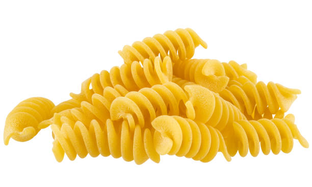 istock Pile spiral shaped Fusilli Italian Pasta isolated. 2155982954
