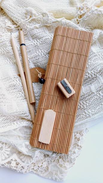 istock wooden pencil case and pen 2155983870