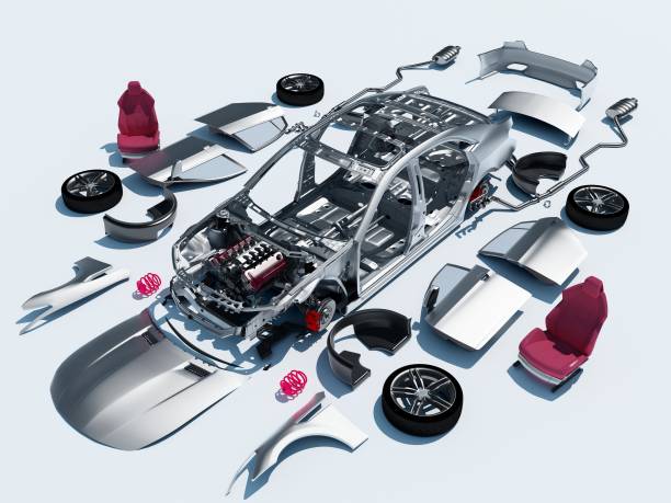 Details of the car on a white background., 3D render