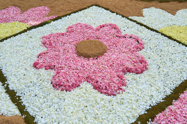 Meticulous floral art featuring a pink and white flower on brown background perfect for spring decoration and events.