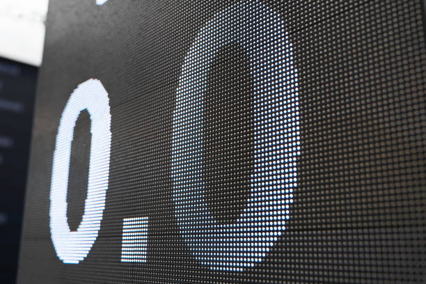 Close up of led panel with score 0 - 0