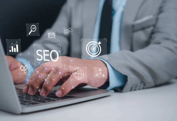 istock People use search engine to Searching for information, Businessman Search On Virtual Screen Data Search Technology Search Engine Optimization, Using web Console for data, SEO, Marketing planning. 2155992706
