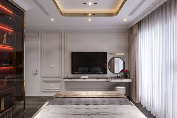 istock Master bedroom interior design in  contemporary style, 3d rendering 2155993119
