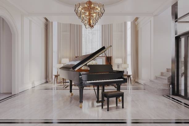 istock The modern living hall where a piano is placed and have natural light from window. 2155993178