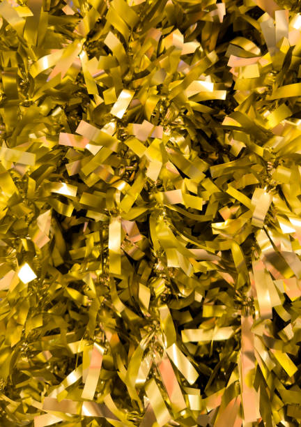 istock Yellow New Year's tinsel as an abstract background 2155994655