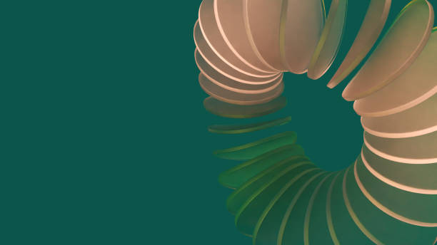 istock 3D rendered geometric shapes layered in a circle. 2155995839