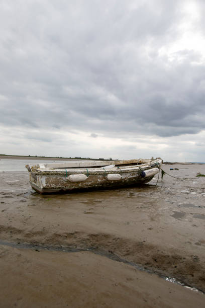 Mudflats and Thames Estuary at low tide at Two Tree Island, Essex