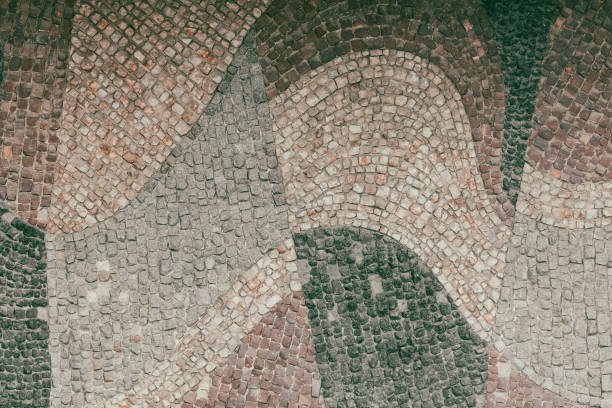 Stone mosaic on the wall as an abstract background.
