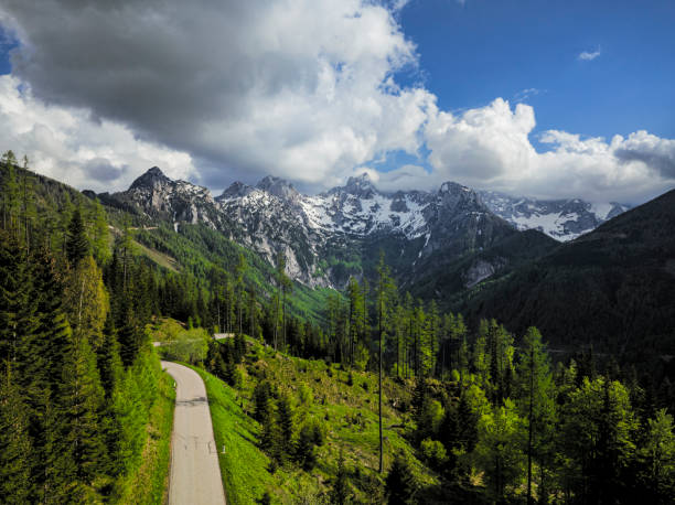 Vellacher Kotschna Valley in the Kamnik Savinja Alps on the border of Austria and Slovenia during a beautiful springtime day.