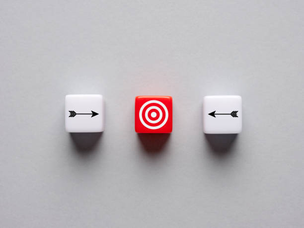 istock Targeting business objectives, goal achievement and ambition. Aiming for goals and goal setting. 2155998804