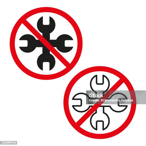 No Ranch Icon No Wrench Symbol Red Prohibition Sign Crossed Wrenches Vector ...