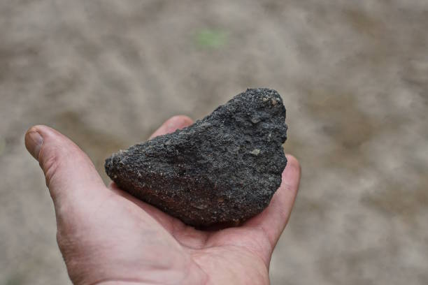 istock hand holding one large piece of black coal 2156000631