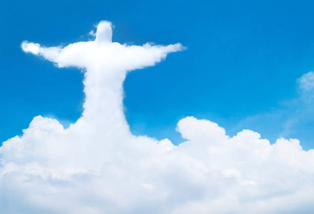 Jesus Christ In The Clouds on sky background,good friday concept