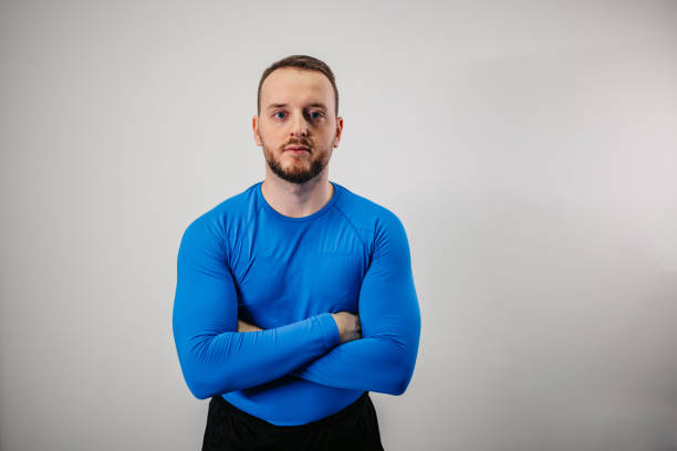 Portrait of a handsome young muscular man at the gym.