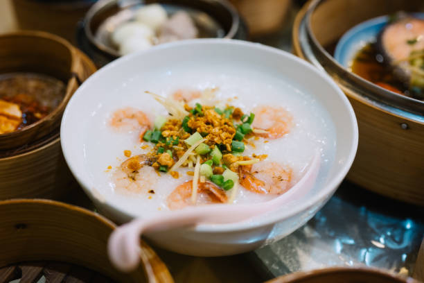 Rice porridge  with white deep-fried doughstick