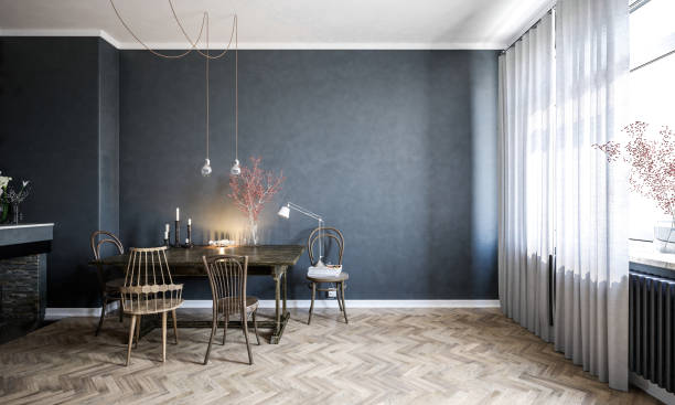 Retro Style dark wall  living room