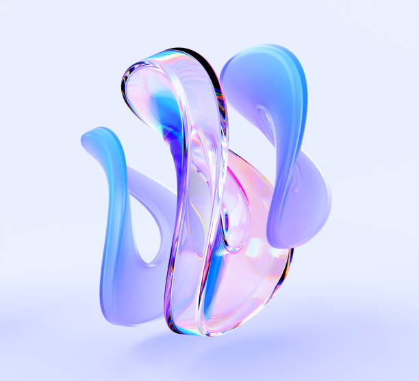 istock 3d crystal light holographic glass figures in shape of infinity render. Abstract geometric transparent and morphism object of plastic and liquid wave forms with hologram refraction 2156010884