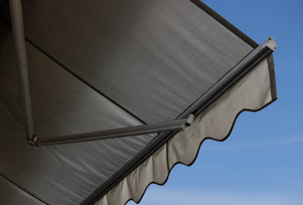 istock A large awning with a blue sky in the background. 2156011280
