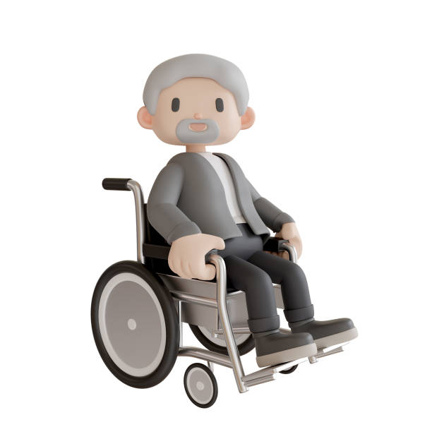 Young adult pushing a wheelchair along a pedestrian street. Santiago de Compostela, Galicia, Spain.