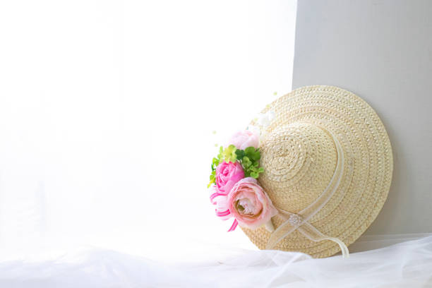 Stylish fashionable retro hat, isolated on white background. A collection of retro and contemporary fashionable hats of different colors, shapes and designs