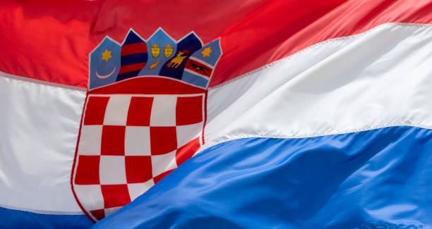 Close up of a Croatian National flag.