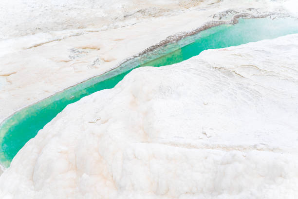 Pamukkale Traventine a cross section. Abstract.