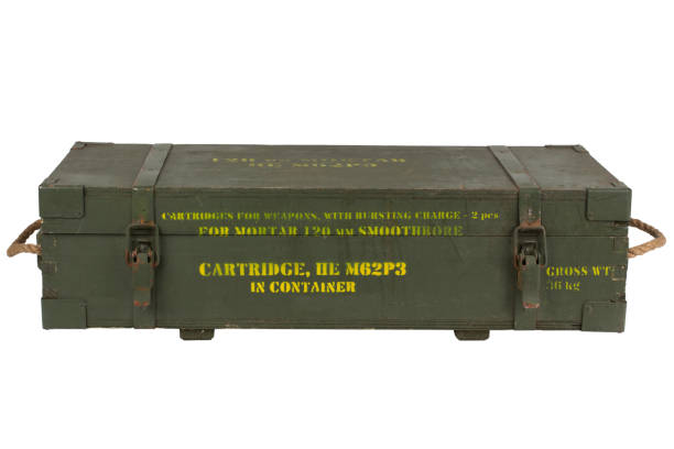 istock Ammunition crate green color for 120mm mortar shell 2156023884