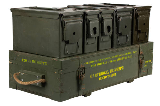 istock Ammunition crate green color for 120mm mortar shell and ammo boxes. 2156025210