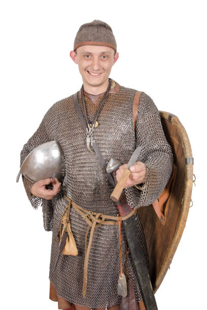 istock Norman knight dressed warrior 2nd half of the 11th century. Isolated on white 2156025421