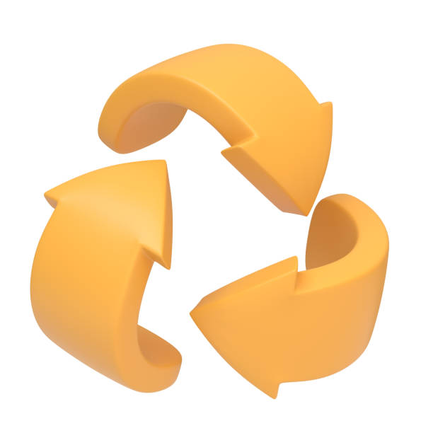 istock Universally recognized recycling symbol in bright yellow, representing sustainability and environmental protection isolated on white background 2156027482
