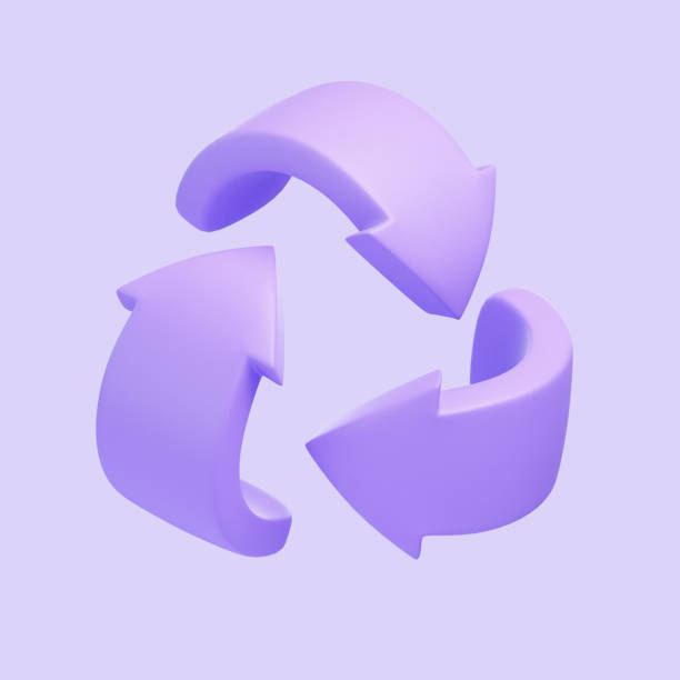 istock Universal recycling symbol in a purple tone, floating on a soft lavender background 2156027502