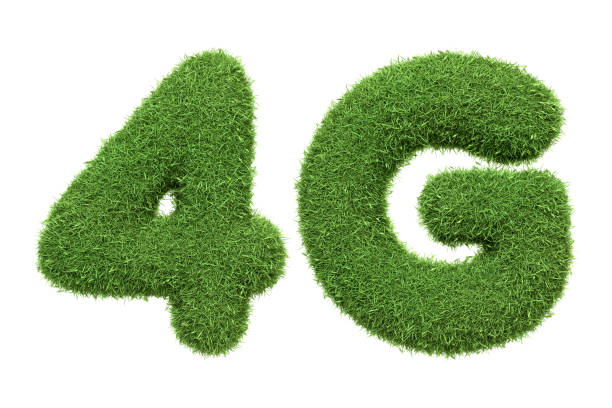 istock Symbol 4G representing fourth-generation wireless technology, rendered in a vibrant green grass texture, symbolizing the fusion of technology and sustainability, isolated on a white background 2156027612