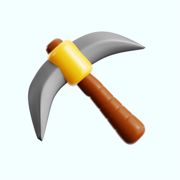 mining axe for in game gold treasure resource loot 3d icon illustration render design
