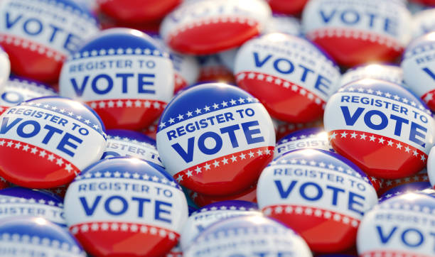 istock Register To Vote Printed Badges 2156031890