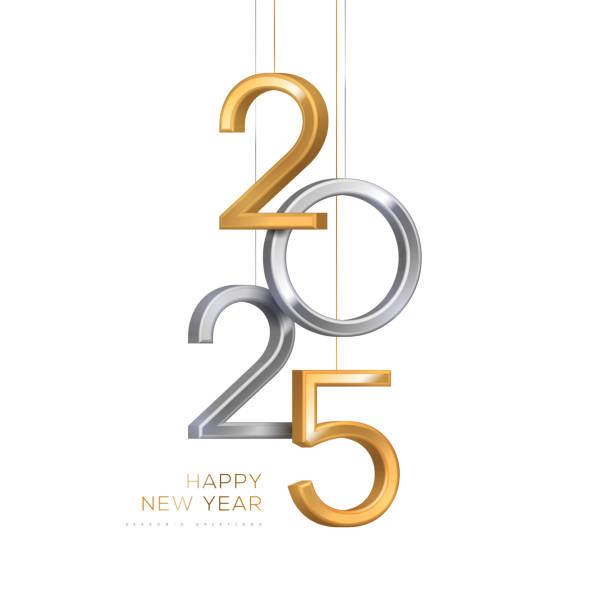2025 logo neujahr - silvester stock-grafiken, -clipart, -cartoons und -symbole