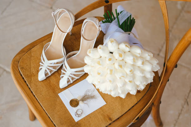istock Bridal flower and bridal shoes 2156043543