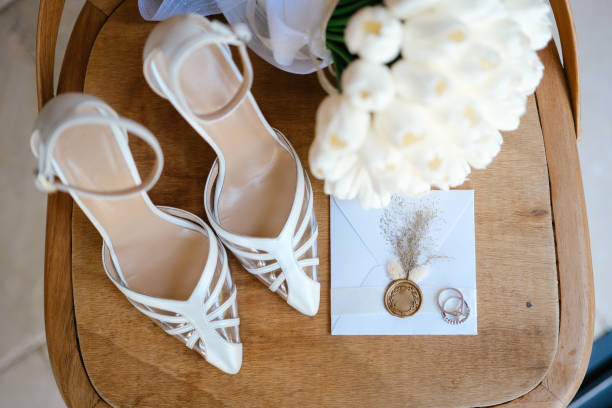 istock Bridal flower and bridal shoes 2156044082