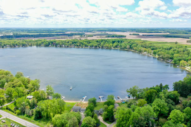 istock Dowagiac Michigan spring color on Sister Lakes 2156045303