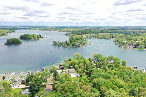 istock Dowagiac Michigan spring color on Sister Lakes 2156045304