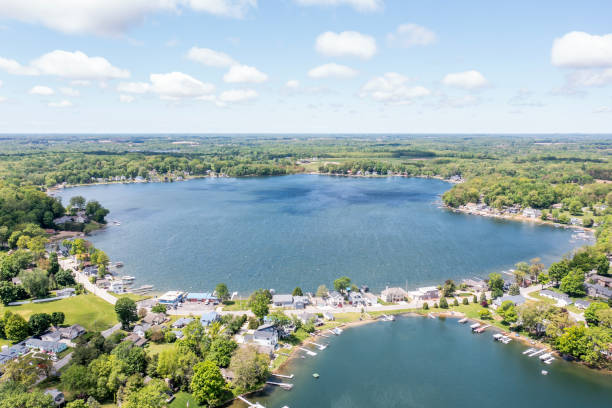 istock Dowagiac Michigan spring color on Sister Lakes 2156045305