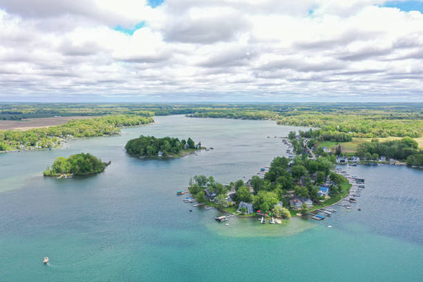 istock Dowagiac Michigan spring color on Sister Lakes 2156045322