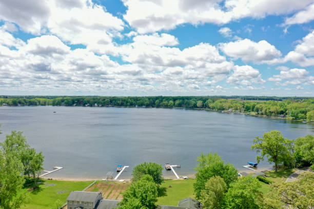 istock Dowagiac Michigan spring color on Sister Lakes 2156045328