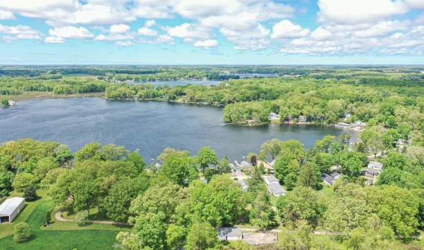 istock Dowagiac Michigan spring color on Sister Lakes 2156045336