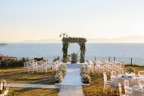 istock Beautiful wedding arch on the beach 2156048175