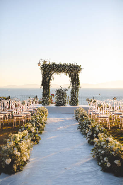 istock Beautiful wedding arch on the beach 2156048287